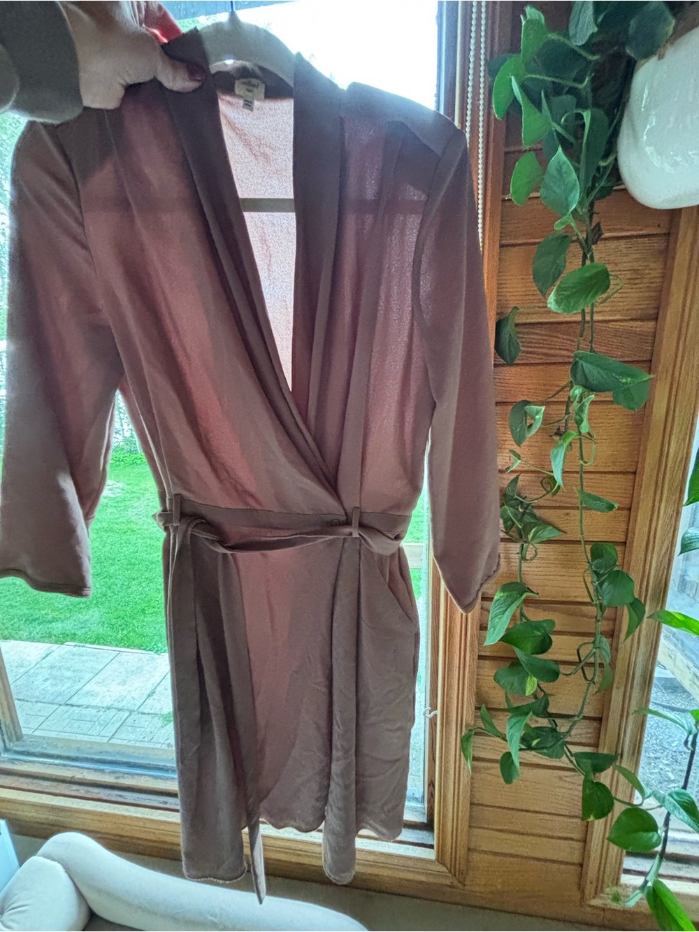 Aritzia Women's Taupe Wrap dress - Soft Lightweight